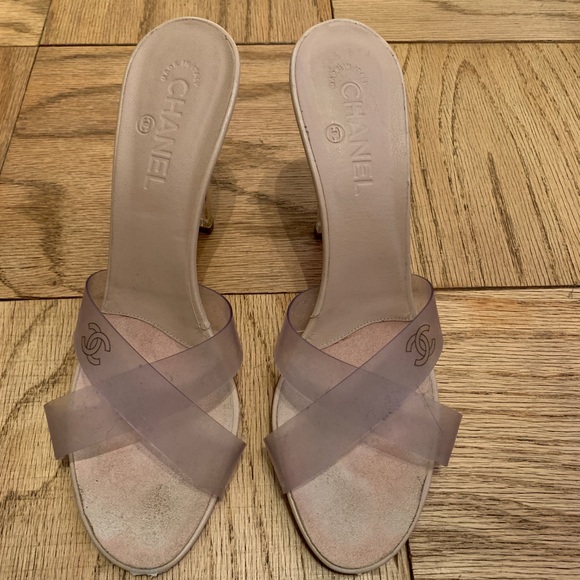 clear chanel heels